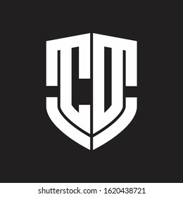 CD Logo monogram with emblem shield shape design isolated on black background