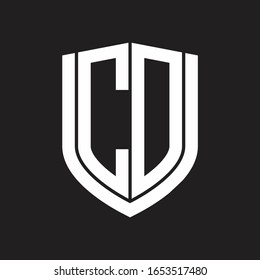 CD Logo monogram with emblem shield design isolated on black background