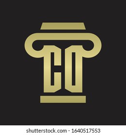 CD Logo monogram with pillar style design template with gold colors