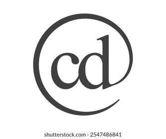 Logotipo do CD de duas letras com estilo de sinal de email em forma de círculo. Logotipo redondo C e D da empresa comercial para a identidade da marca.