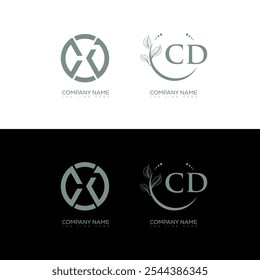 Design de conjunto de logotipo minimalista e clássico de CD. Vetor de forma circular monograma CD. Design exclusivo do CD.
