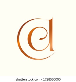 CD monogram logo.Typographic icon with calligraphic letter c and letter d. Lettering icon. Alphabet initials isolated on light background.Signature style elegant sign colorful luxury characters.