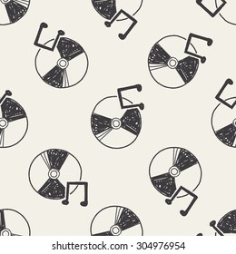 cd music doodle seamless pattern background