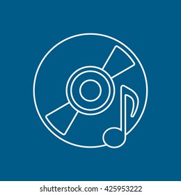 CD With Music Flat Icon On Blue Background
