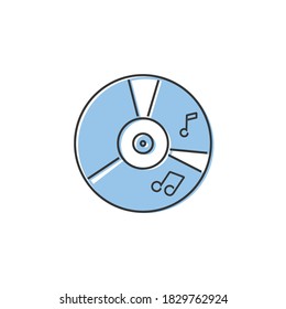 CD music icon in flat style. Vector illustration
