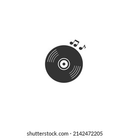 Icono de música CD estilo plano Signo de vector