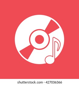 CD With Music Icon On Red Background