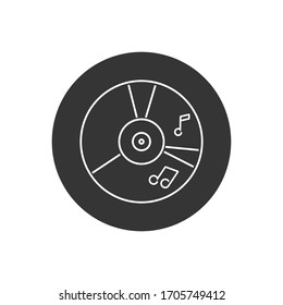CD music line icon in flat style. Vector illustration