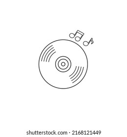CD music line icon in flat style. Vector illustration sign