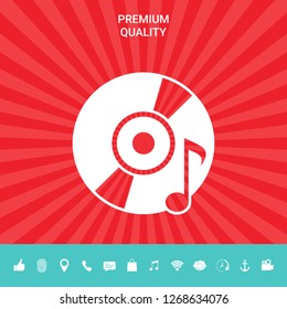 CD with music symbol. Graphic elements for your design