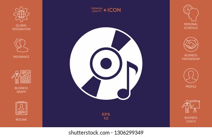 CD with music symbol. Graphic elements for your design