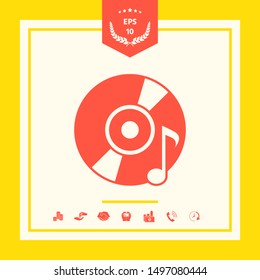 CD with music symbol. Graphic elements for your design