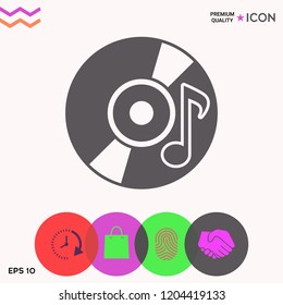 CD with music symbol icon