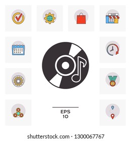 CD with music symbol icon. Graphic elements for your design