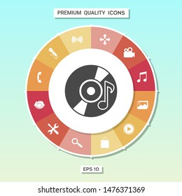 CD with music symbol icon. Graphic elements for your design