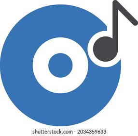 CD music vector glyph colour icon