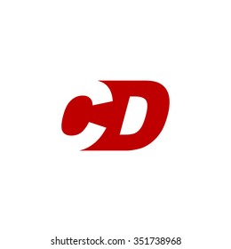 CD negative space letter logo red