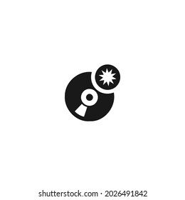 cd new black icon isolated white background 