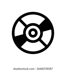 CD. Ícone de vetor de traçado com contorno e detalhes preenchidos em preto.