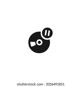 cd pause black icon isolated white background 