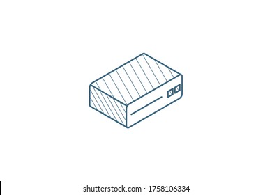 cd player, DVD or cd-rom console isometric icon. 3d vector illustration. Isolated line art technical drawing. Editable stroke