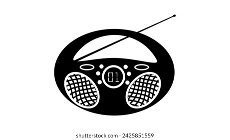 Emblema del reproductor de CD, silueta aislada negra