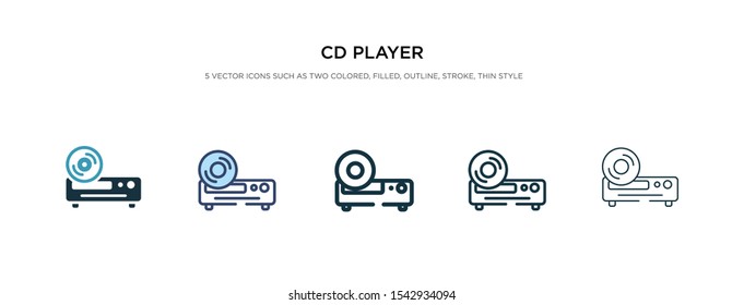 cd player icon in different style vector illustration. two colored and black cd player vector icons designed in filled, outline, line and stroke style can be used for web, mobile, ui