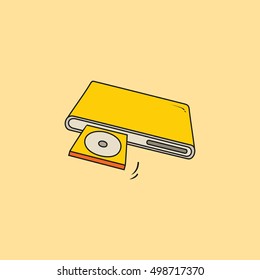 CD Player Icon Hand drawn Style. Vector Illustration