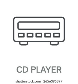 Cd Player Line Icon, Simple Style Design Outline Symbol Illustration For Logos And More