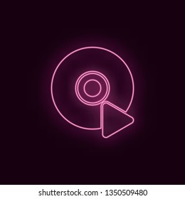 Cd player, neon, icon. Theater ruby color neon ui ux icon. Theater sign logo vector - Vector