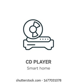 Cd player outline vector icon. Thin line black cd player icon, flat vector simple element illustration from editable smart home concept isolated stroke on white background