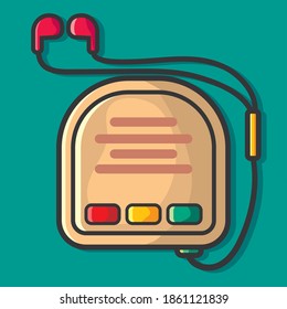 ilustración de vector de dispositivo electrónico portátil de reproductor de cd en estilo plano