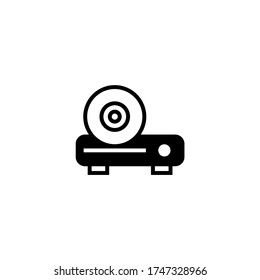 Cd player vector icon in black flat glyph, filled style isolated on white background