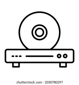 CD Player Vector Outline Icon Isolated On White Background
