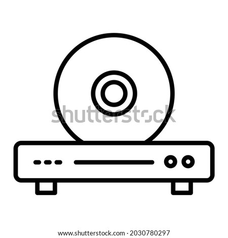 CD Player Vector Outline Icon Isolated On White Background

