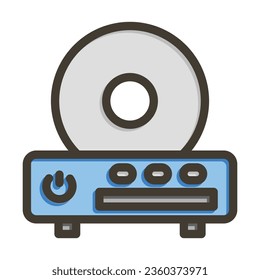 Cd Player Vector Thick Line Filled Colors Icon For Personal And Commercial Use.
