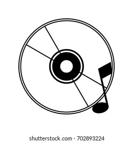 cd with quaver or eight note music icon image