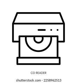 cd reader icon. Line Art Style Design Isolated On White Background