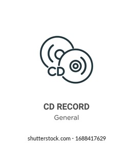 Cd record outline vector icon. Thin line black cd record icon, flat vector simple element illustration from editable general concept isolated stroke on white background