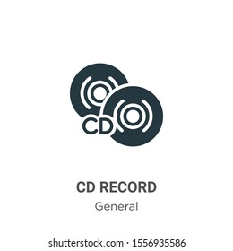 Cd record vector icon on white background. Flat vector cd record icon symbol sign from modern general collection for mobile concept and web apps design.