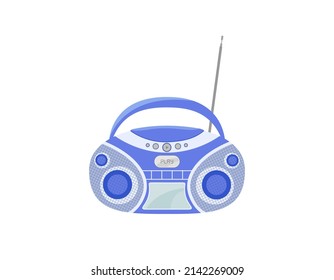 CD recorder isolated. 90s CD stereo boombox on white background. Mp3 music player. Vector flat retro illustration.