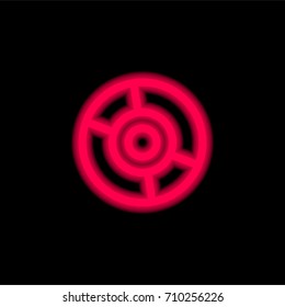 Cd red glowing neon ui ux icon. Glowing sign logo vector