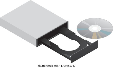 CD ROM DVD Disk Drive Isolated Vector Illustration