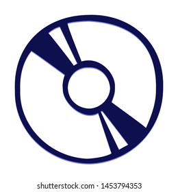 CD Rom. Hand Drawn Icon with Blue Ballpoint Pen Style.