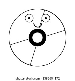 CD rom technology cute cartoon in black and white