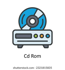 Cd Rom Vector  Fill outline Icon Design illustration. Multimedia Symbol on White background EPS 10 File