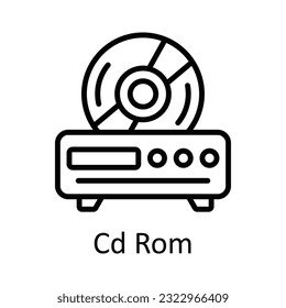 Cd Rom Vector   outline Icon Design illustration. Multimedia Symbol on White background EPS 10 File