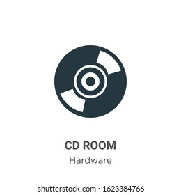 Cd room glyph icon vector on white background. Flat vector cd room icon symbol sign from modern hardware collection for mobile concept and web apps design.