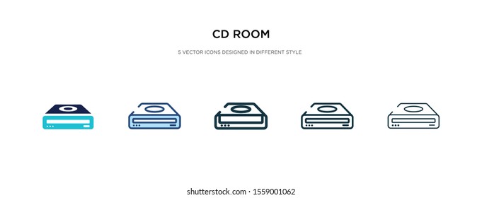 cd room icon in different style vector illustration. two colored and black cd room vector icons designed in filled, outline, line and stroke style can be used for web, mobile, ui