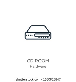 Cd room icon. Thin linear cd room outline icon isolated on white background from hardware collection. Line vector sign, symbol for web and mobile